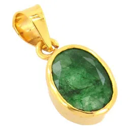 RAVIOUR LIFESTYLE Nirvana Gems 5.25 Ratti Emerald in Panchdhatu Gold-plated Pendant-image-3