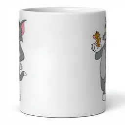 Mr UVD White & Grey Cartoon Characters Printed Ceramic Glossy Mug 350 ml image 4