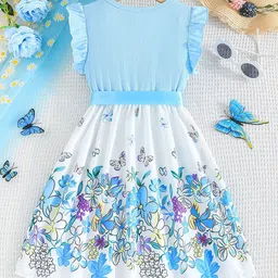 INCLUD Girls Conversational Printed Flutter Sleeve Fit & Flare Dress image 2