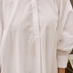 Ambraee Round Neck Pure Cotton Kaftan Kurta With Trousers image 4