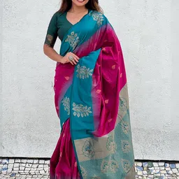 ELITE WEAVES Woven Design Silk Blend Banarasi Saree-picture-40