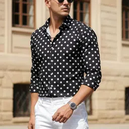 Pjyot by surhi Men Relaxed Polka Dot Printed Casual Shirt image 2