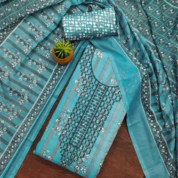 KALINI Floral Embroidered Sequinned Unstitched Dress Material-image-88