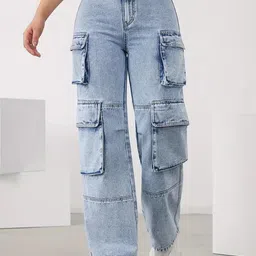 DressBerry Women Comfort Wide Leg High-Rise Light Fade Acid Wash Stretchable Jeans-picture-18