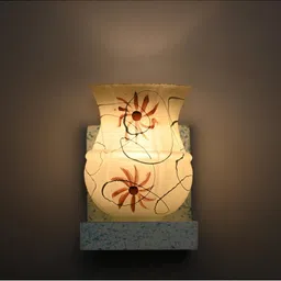 1ST TIME Brown & White Printed Wood Contemporary Abstract Shaped Shaped Wall Lamp image 2