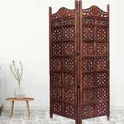 shilpi Brown 2 Panel Folding Wood & MDF Room Divider Seprator image 1