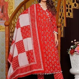 bairwa Women Printed Viscose Rayon Anarkali Kurta With Attached Dupatta-picture-13