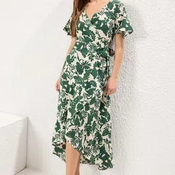 Trendyol Women Floral Print Midi Wrap Dress-picture-16