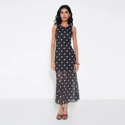 sf jeans by pantaloons Women A-line Black Midi/Calf Length Dress-picture-13
