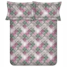 BOMBAY DYEING Cardinal Pink Geometric 120 TC Pure Cotton Bedsheet With 2 Pillow Covers image 3