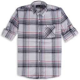 CAVIO Boys Comfort Spread Collar Tartan Checked Cotton Casual Shirt-picture-12