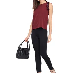 SZN Women Solid Regular Sleeveless Crepe Top image 3