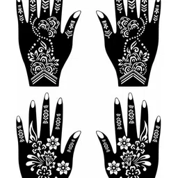 VOORKOMS Set Of 2 Mehndi Design Stencil Sticker-picture-10