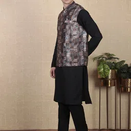 Koshin Printed Mandarin Collar Nehru Jacket image 4