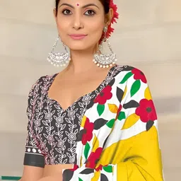 JAINICA Floral Printed Pure Cotton Saree image 4