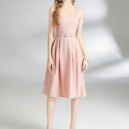 JC Collection Square Neck Fit & Flare Dress With Belt-picture-40