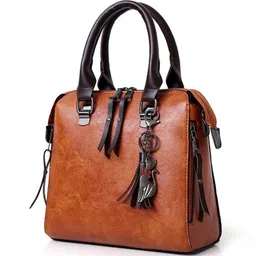 KPOP Women Solid Structured Handheld Bag with Pouch image 2