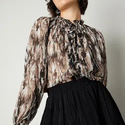 max Print Tie-Up Neck Top-image-15