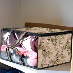 The Furnishing Tree Beige 2 Piece Printed Water Resistant Wardrobe Multi-Utility Organiser image 3