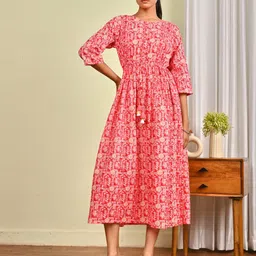 Nayo Women Printed Fit & Flare Midi Dress-image-96
