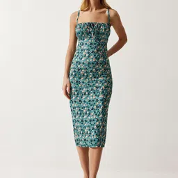 Happiness istanbul Floral Printed Sheath Sleeveless Midi Dress image 5