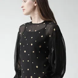 KASSUALLY Women Polka Dot Print Georgette Top image 2