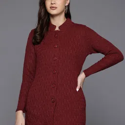 The Roadster Lifestyle Co Cable Knit Woollen Longline Cardigan image 1