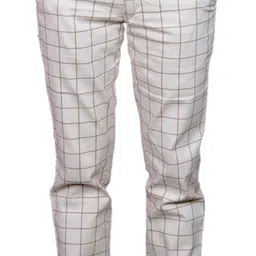 protocol Men Slim Fit Cream Cotton Blend Trousers image 2