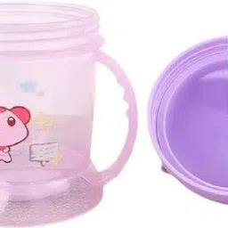 kidsify Baby Bear Opaque Soft Straw Feeding Sipper with Twin Handle Anti Spill Sippy Cup for Baby & Kids Water Bottle/Juice Sipper BPA Free 300ML (Purple) image 3