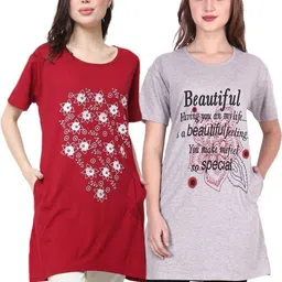 DDASPRATION Women Floral 2 Printed Pockets T-shirt-picture-30