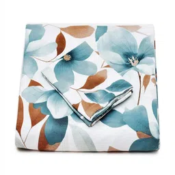 Aura Green & White Floral Printed 144 TC Microfiber Single Bedsheet Set 92 cm x 1.99 m image 3