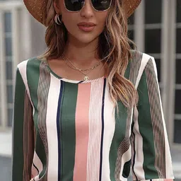 Bollyclues Women Striped Round Neck Top-picture-42