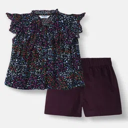 Nauti Nati Girls Floral Printed Round Neck Top With Shorts-picture-36
