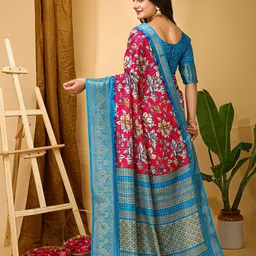 HERE&NOW Woven Design Zari Silk Cotton Banarasi Saree image 5