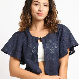 A AND K Floral Printed Cotton Shrug-image-54