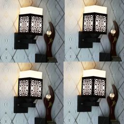 Gojeeva Black & White 4 Pieces Textured Wooden Rectangle Shaped Wall Lamps-picture-10