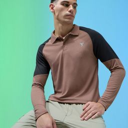 Technosport Men Colourblocked Polo Collar Anti Static Pockets Slim Fit T-shirt image 4