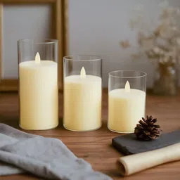 HINDCRAFT Set Of 3 Showpiece LED Flameless Candles-picture-27