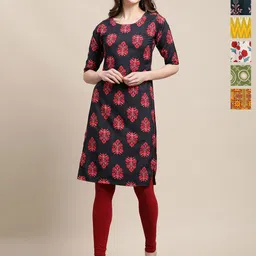 7Threads Women Pack Of 6 Ethnic Motifs Printed Daily Straight Kurtas-picture-32