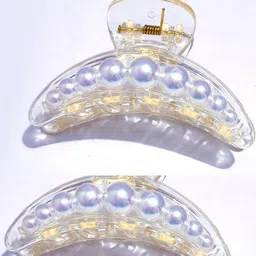 HYMT Women Set of 2 Half Moon Shape Pearls Hair Clutchers-picture-28