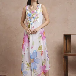 FASHOR Floral Print Crepe Fit & Flare Maxi Dress-picture-48