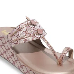 Koblerr Women Printed Flatform Sandals With Ethnic - Embellished image 2