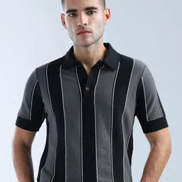 Flying Machine Men Striped Polo Collar Cotton T-shirt-picture-48
