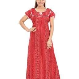 CINCO Women Printed Cotton Maxi Nightdress-image-91