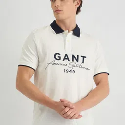 GANT Men Typography Printed Polo Collar Pure Cotton Pockets T-shirt-picture-53