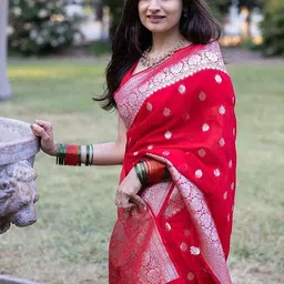 Anjaneya Sarees Woven Design Zari Silk Blend Banarasi Saree image 5