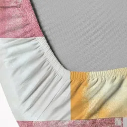 WEAVE AND DECOR White & Pink Geometric 300 TC Single Bedsheet with 1 Pillow Covers image 5