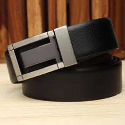 WINSOME DEAL Men Push Pin Closure Textured Formal Belt image 5