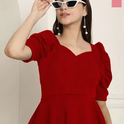 Metronaut Women Pack of 2 Puff Sleeve Peplum Top-picture-20