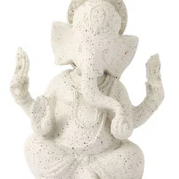 TIED RIBBONS White & Gold Religious Ganesh Idol Showpiece- 4.3 Inches image 2